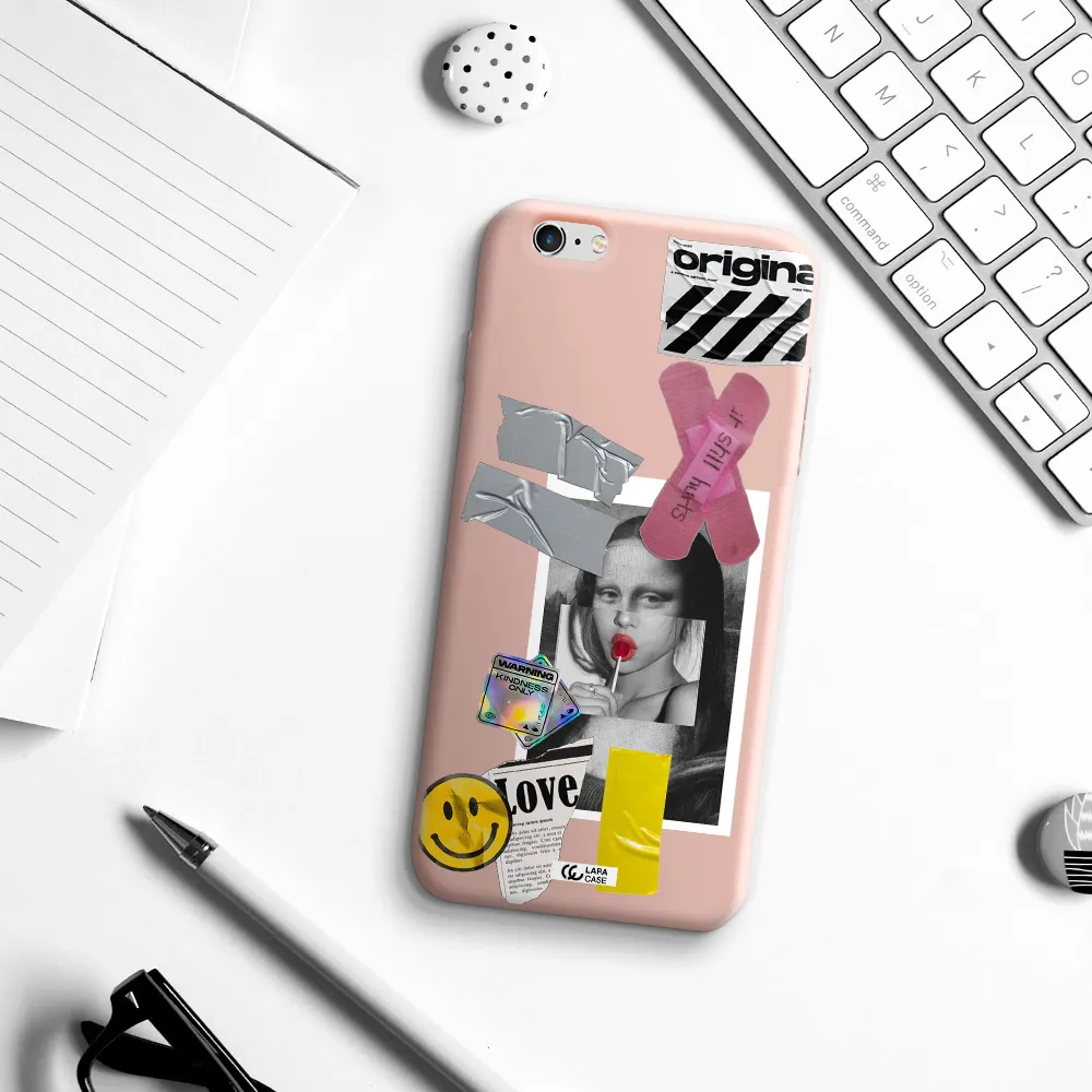 Mona Lisa Street Style Apple iPhone 6S Silicone pastel pink Case