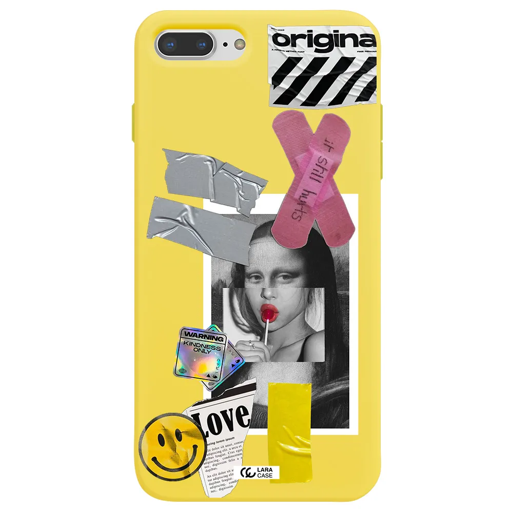Mona Lisa Street Style Apple iPhone 7 plus Silicone canary yellow Case