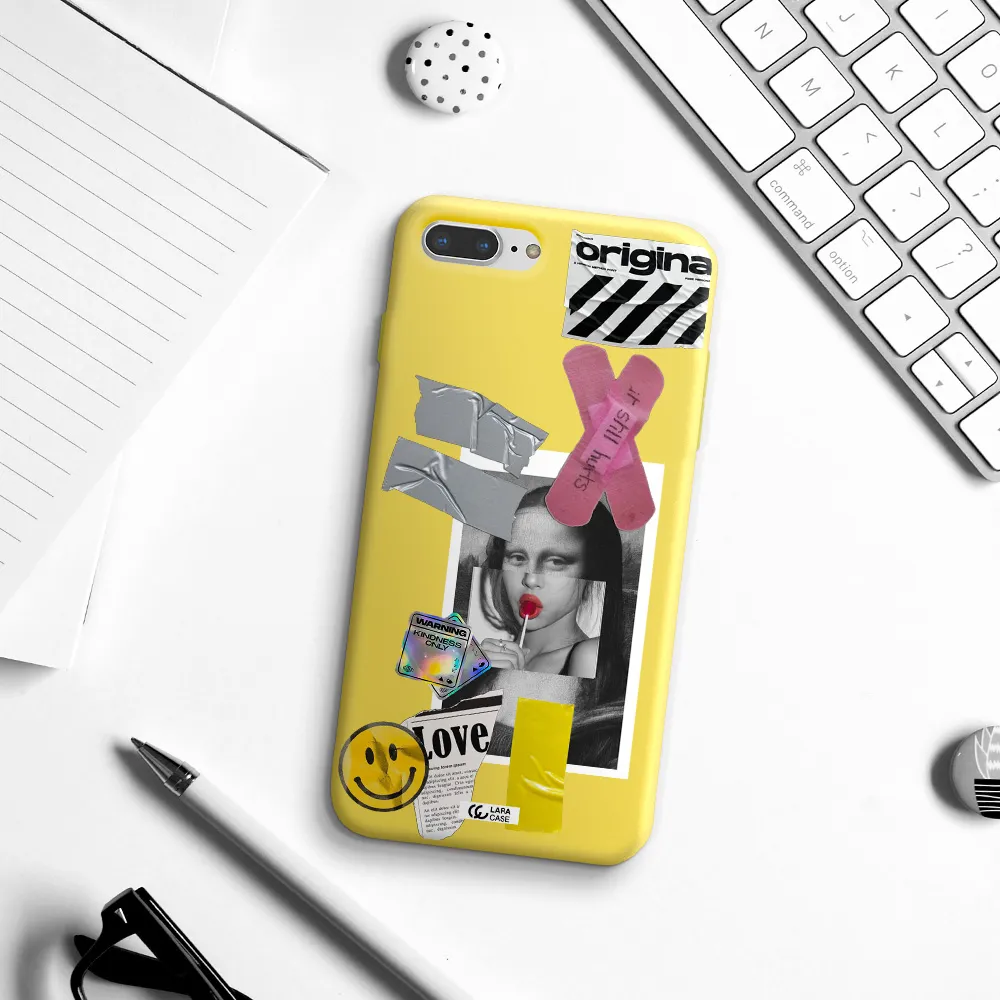Mona Lisa Street Style Apple iPhone 7 plus Silicone canary yellow Case