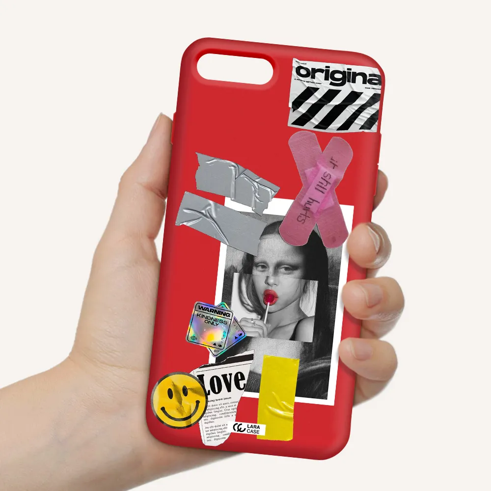 Mona Lisa Street Style Apple iPhone 7 plus Silicone Imperial Red Case
