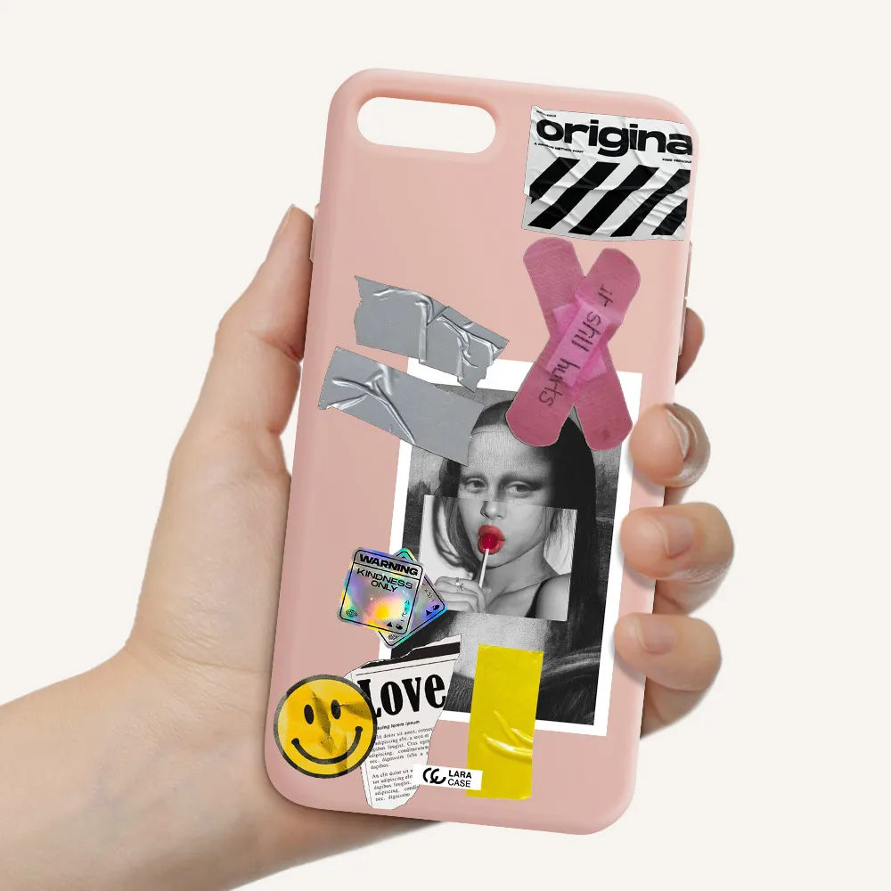 Mona Lisa Street Style Apple iPhone 7 plus Silicone pastel pink Case