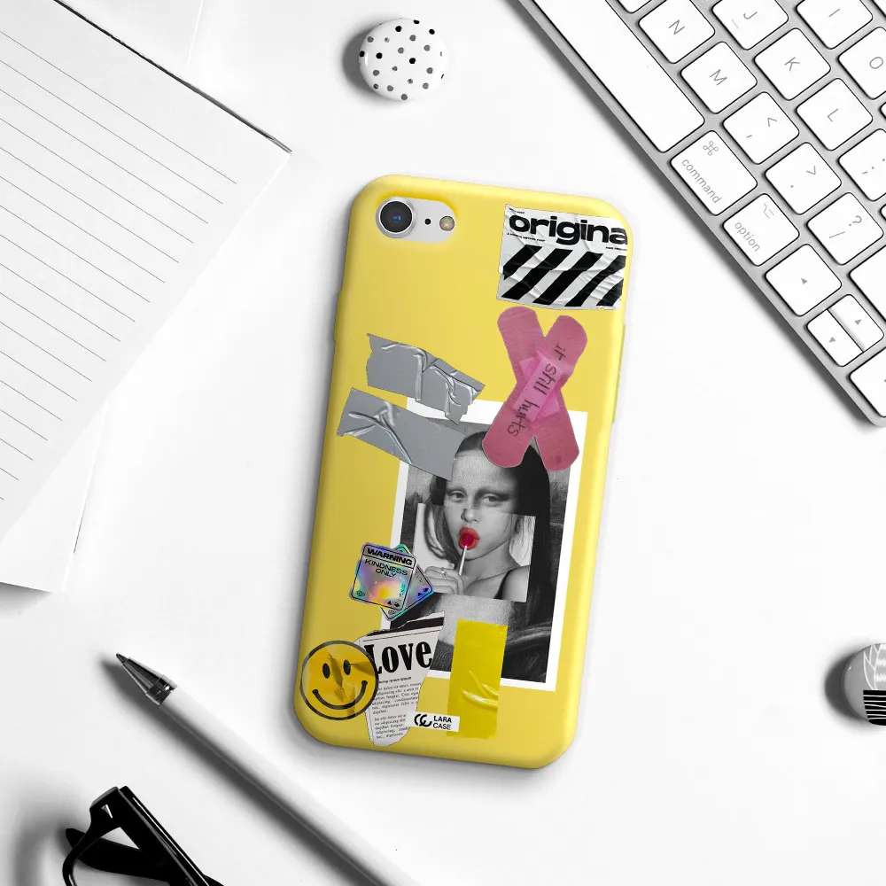 Mona Lisa Street Style Apple iPhone 7 Silicone canary yellow Case