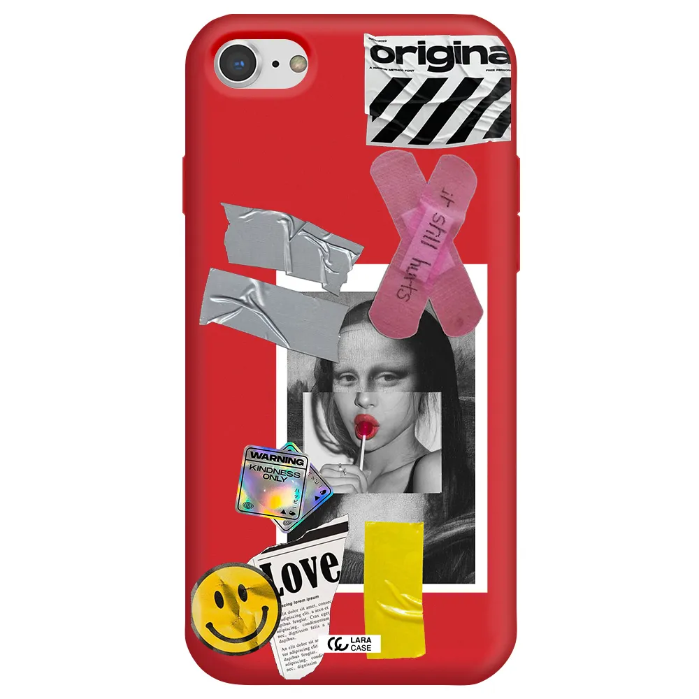 Mona Lisa Street Style Apple iPhone 7 Silicone Imperial Red Case