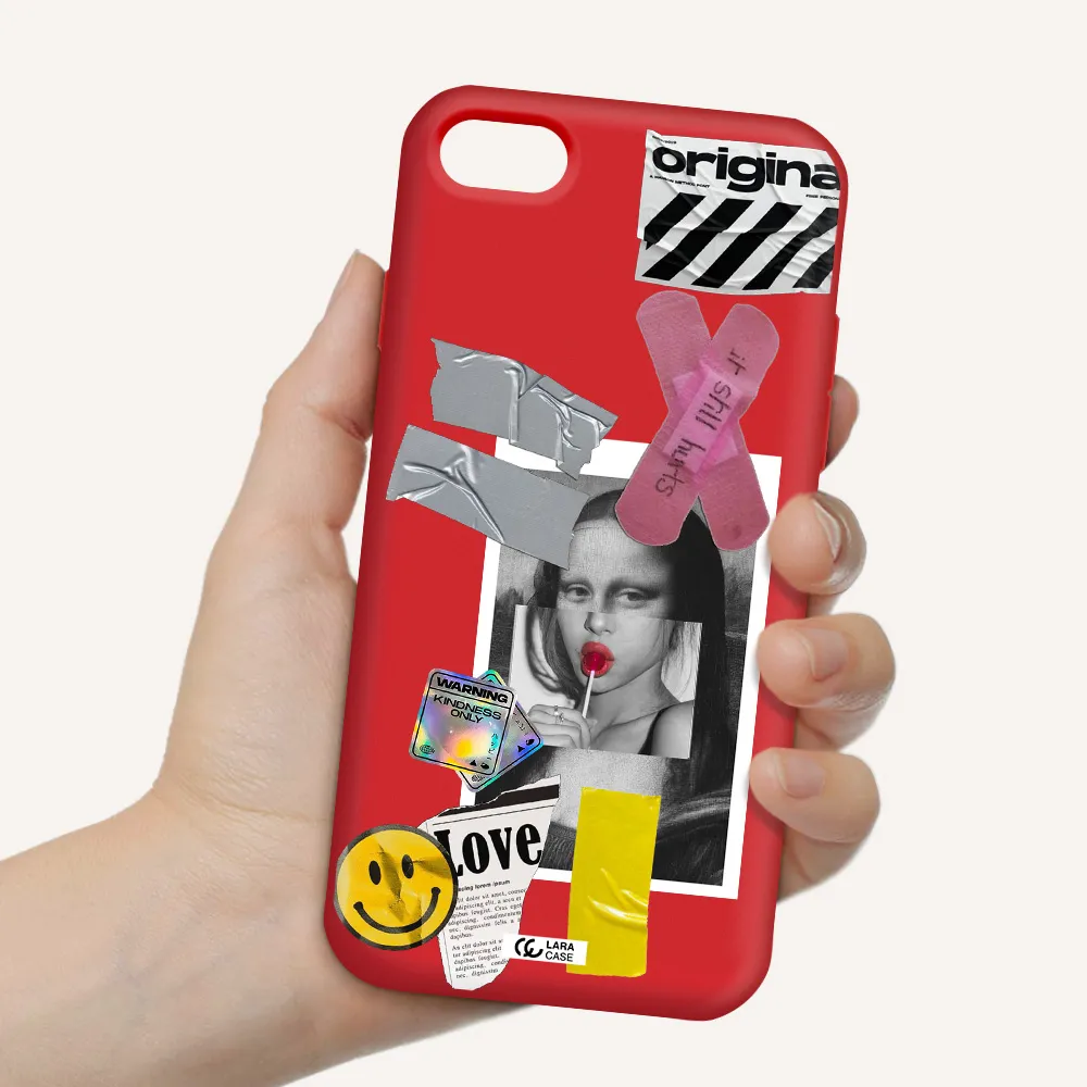 Mona Lisa Street Style Apple iPhone 7 Silicone Imperial Red Case