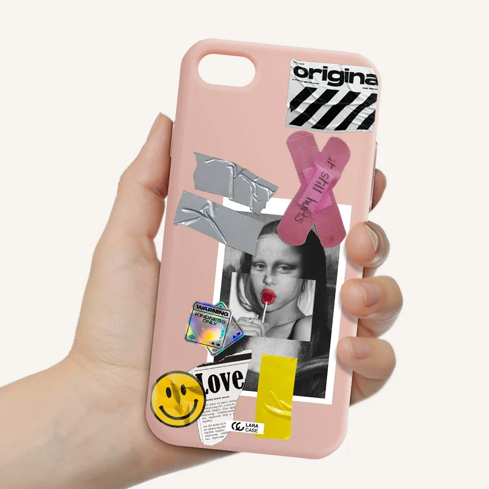 Mona Lisa Street Style Apple iPhone 7 Silicone pastel pink Case