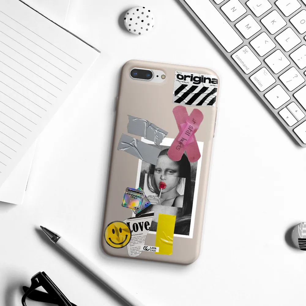 Mona Lisa Street Style Apple iPhone 8 plus Silicone Stone Case