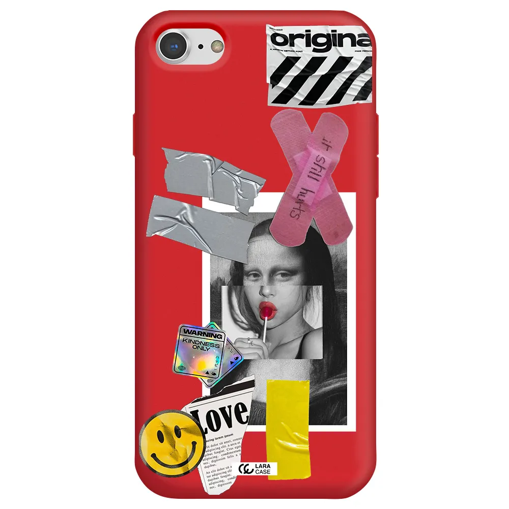 Mona Lisa Street Style Apple iPhone 8 Silicone Imperial Red Case