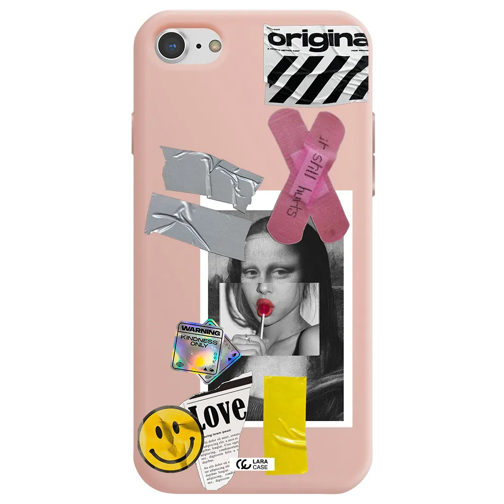 Mona Lisa Street Style Apple iPhone 8 Silicone pastel pink Case