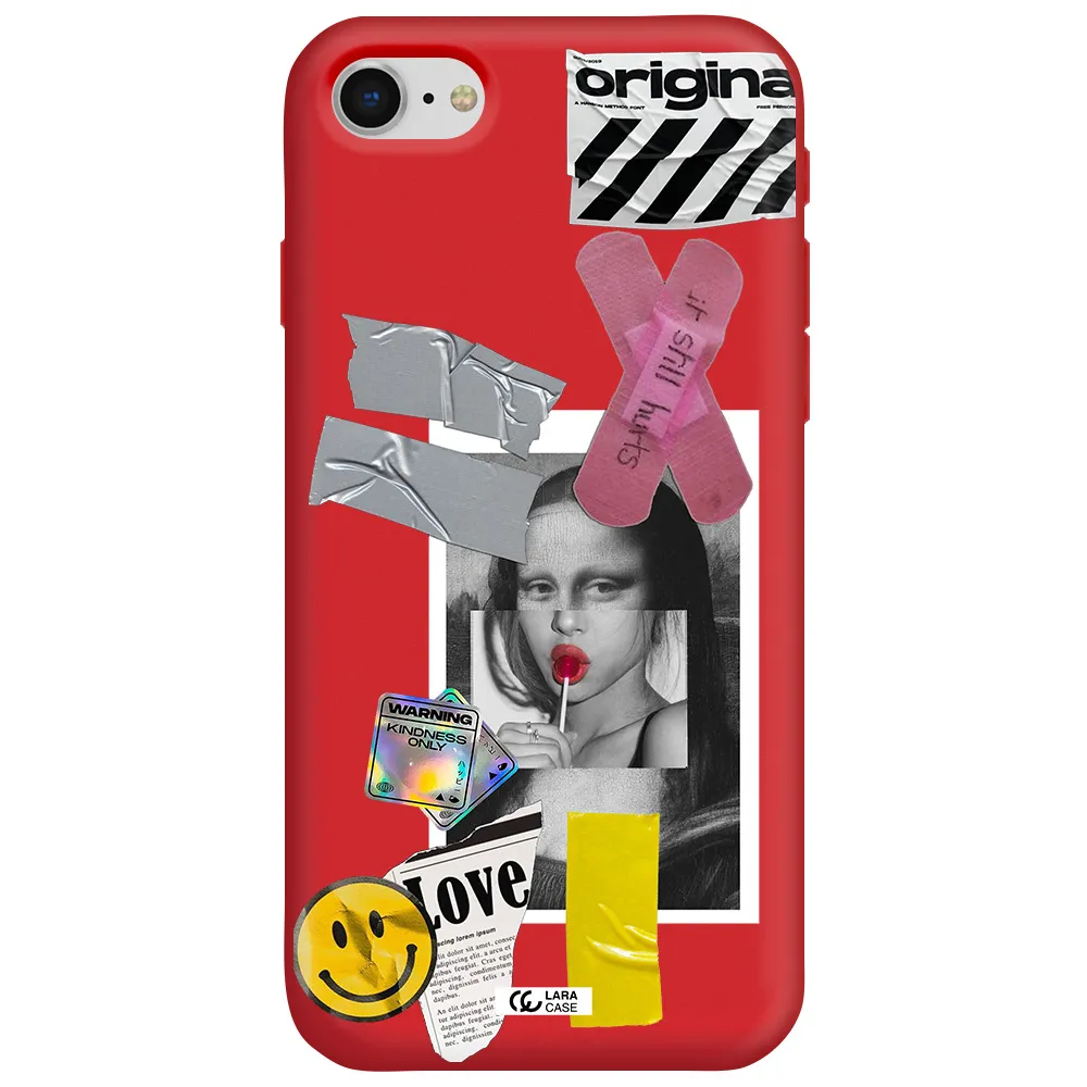 Mona Lisa Street Style Apple iPhone se 2020 Silicone Imperial Red Case