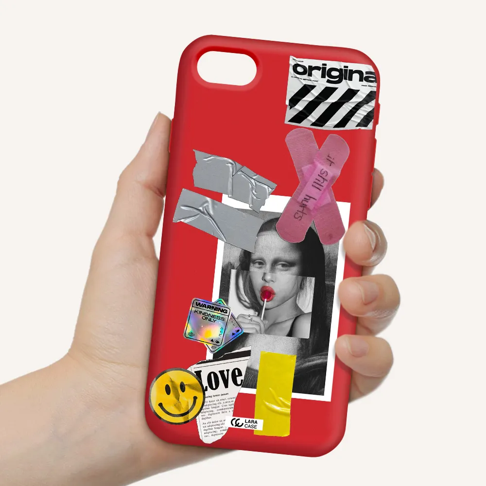 Mona Lisa Street Style Apple iPhone se 2020 Silicone Imperial Red Case