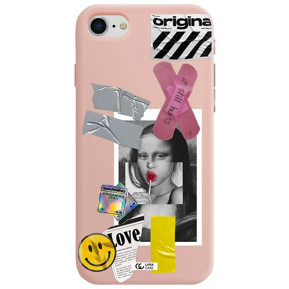 Mona Lisa Street Style Apple iPhone se 2020 Silicone pastel pink Case