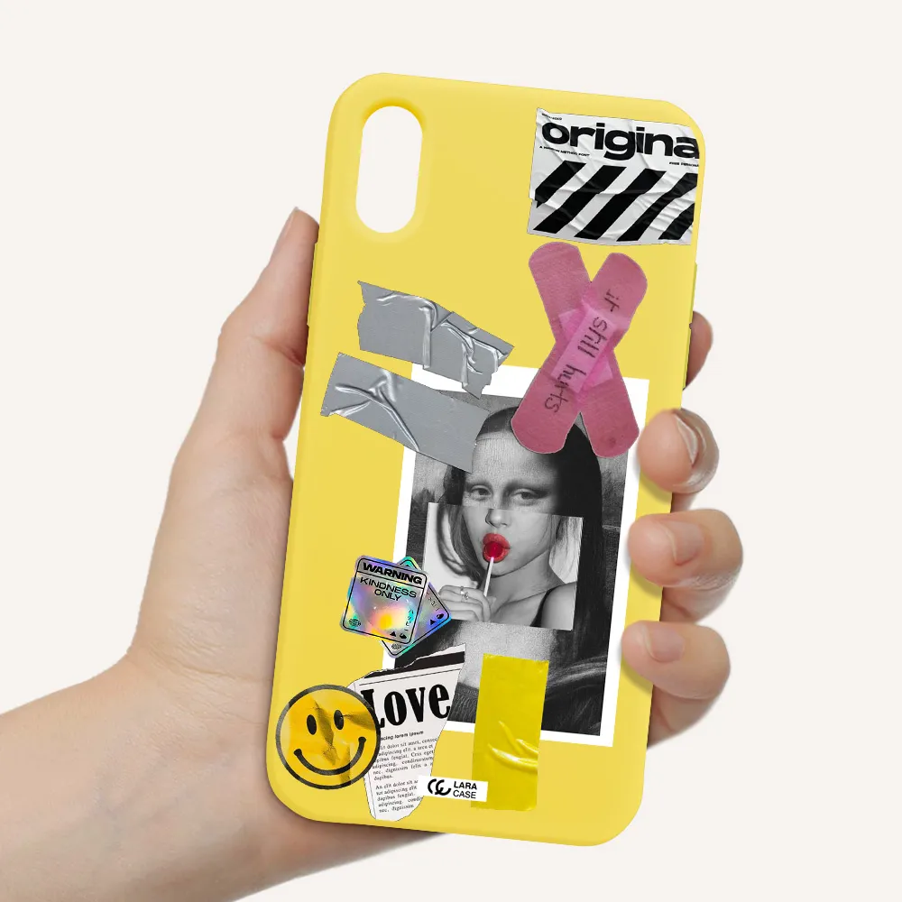 Mona Lisa Street Style Apple iPhone X Silicone canary yellow Case