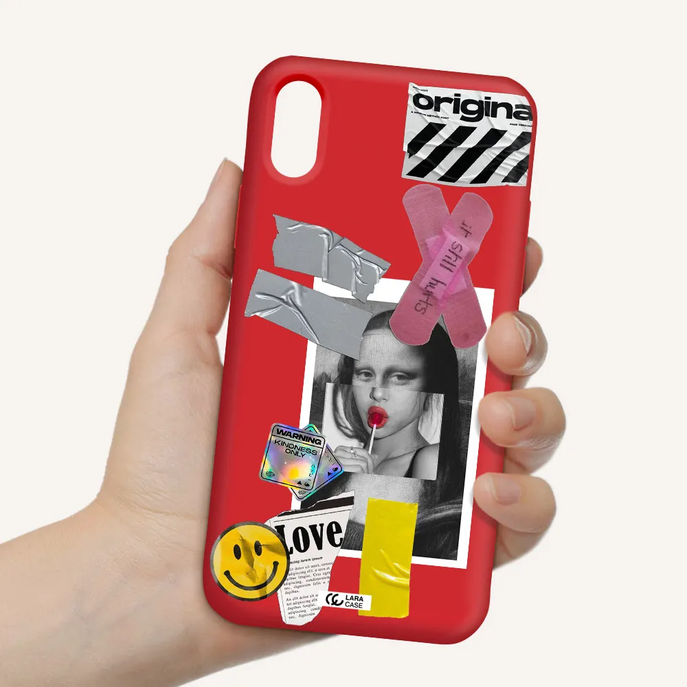 Mona Lisa Street Style Apple iPhone X Silicone Imperial Red Case