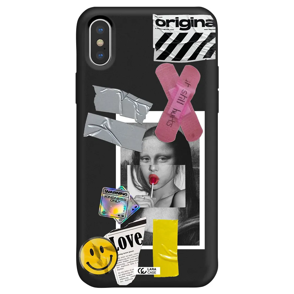 Mona Lisa Street Style Apple iPhone XS Silicone black Case