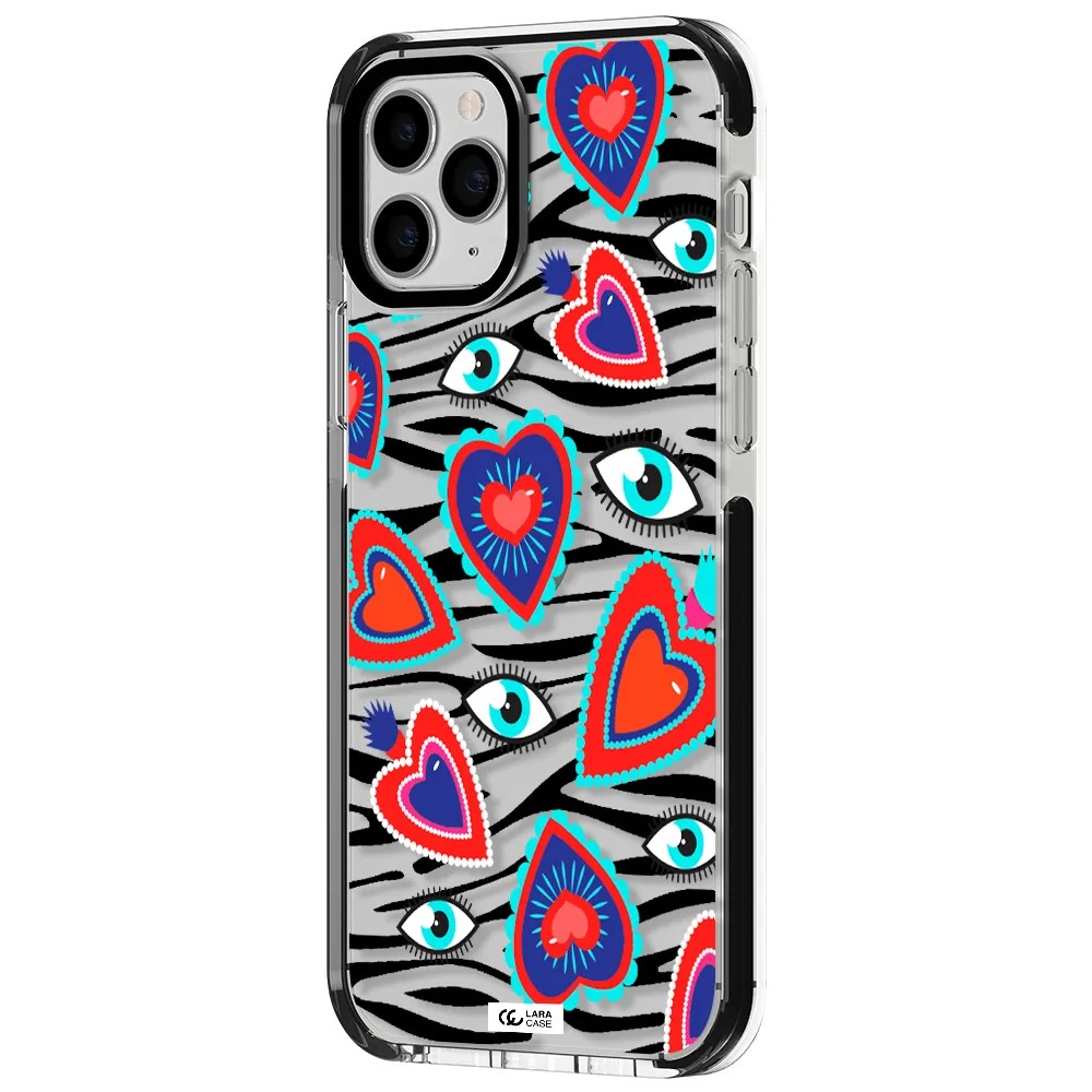 Eye Heart Apple iPhone 11 pro impact black border Case