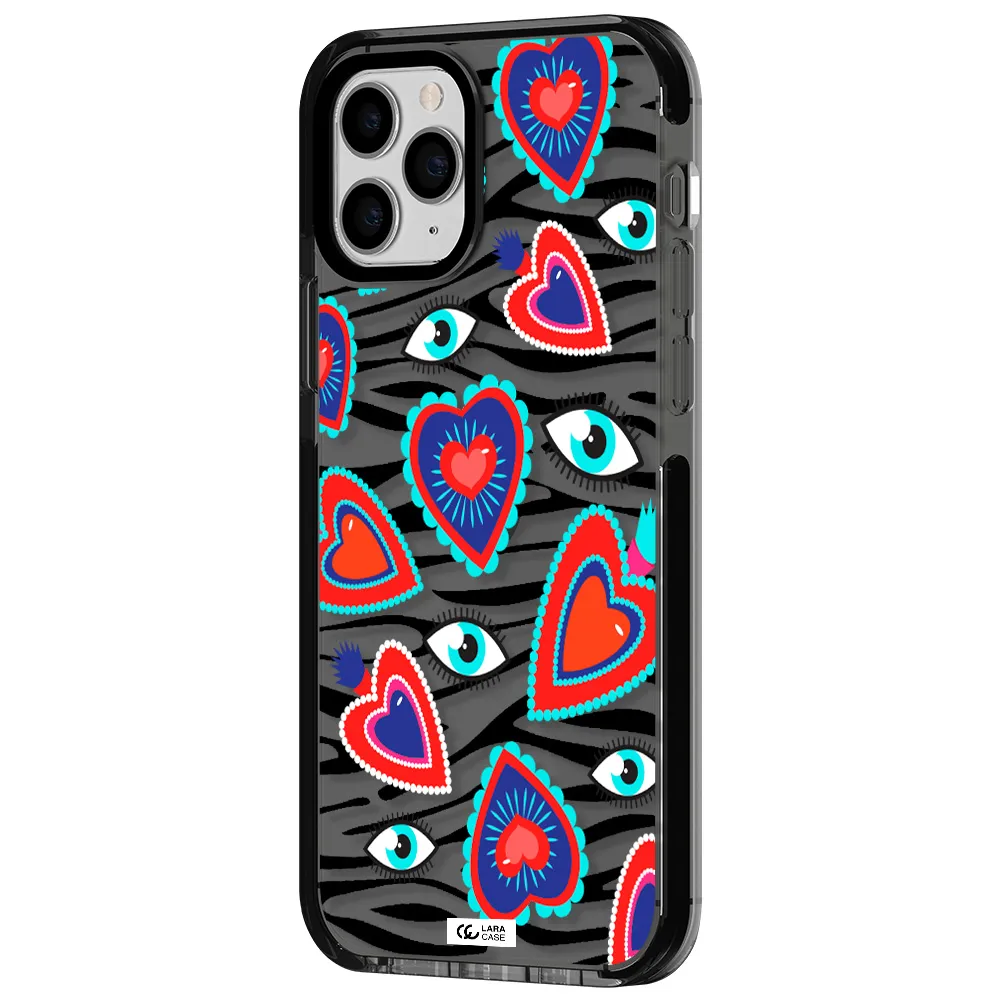 Eye Heart Apple iPhone 11 pro max impact Smoke Black Case