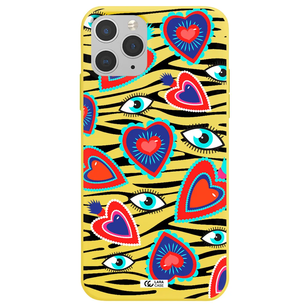 Eye Heart Apple iPhone 11 pro max Silicone canary yellow Case