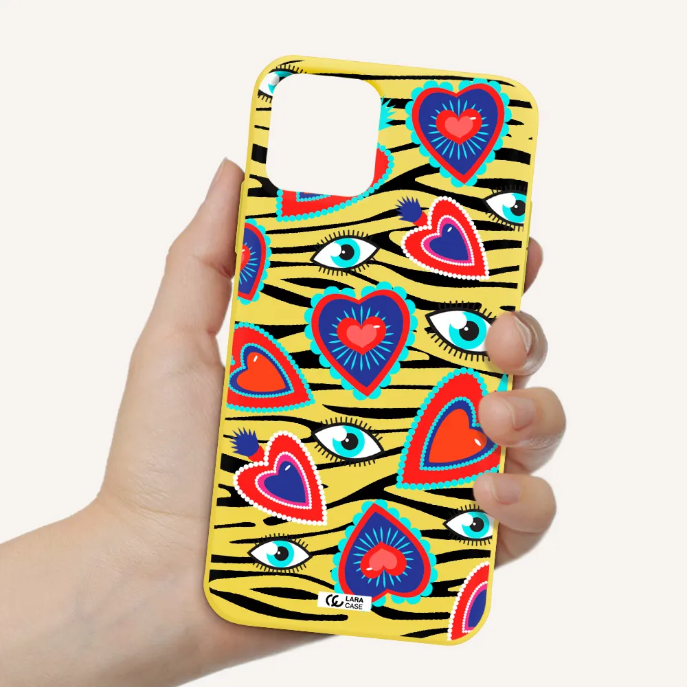 Eye Heart Apple iPhone 11 pro max Silicone canary yellow Case