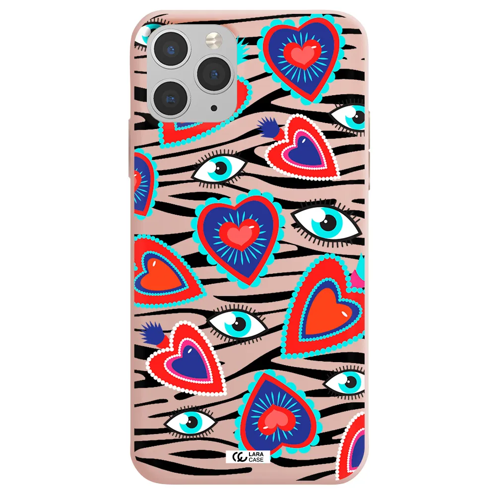 Eye Heart Apple iPhone 11 pro max Silicone pastel pink Case