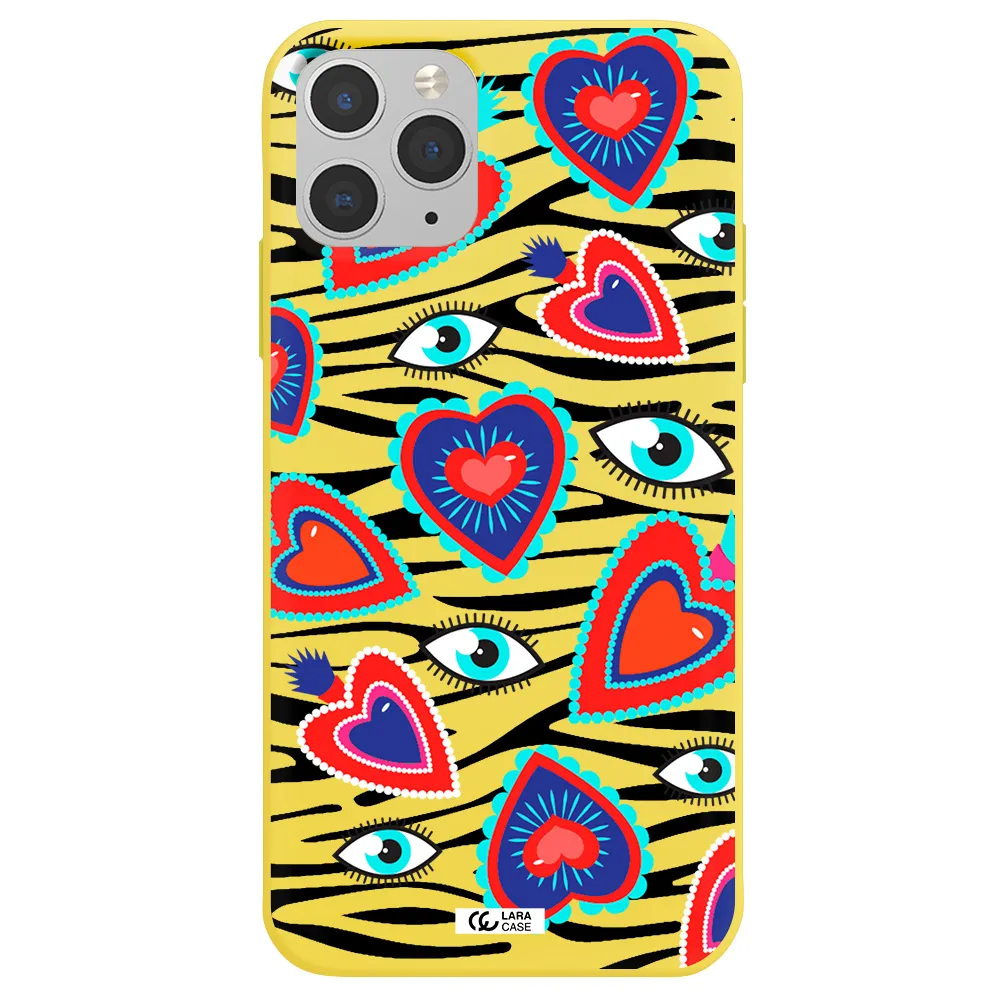 Eye Heart Apple iPhone 11 pro Silicone canary yellow Case