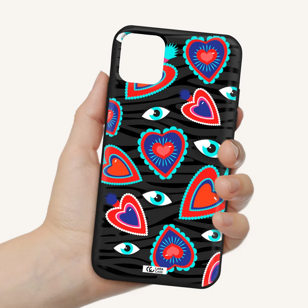 Eye Heart Apple iPhone 11 Silicone black Case