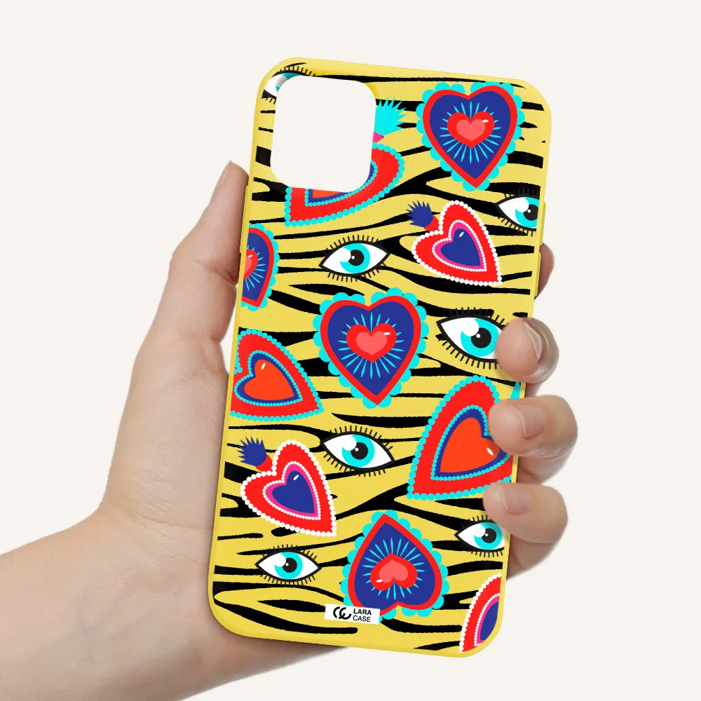 Eye Heart Apple iPhone 11 Silicone canary yellow Case