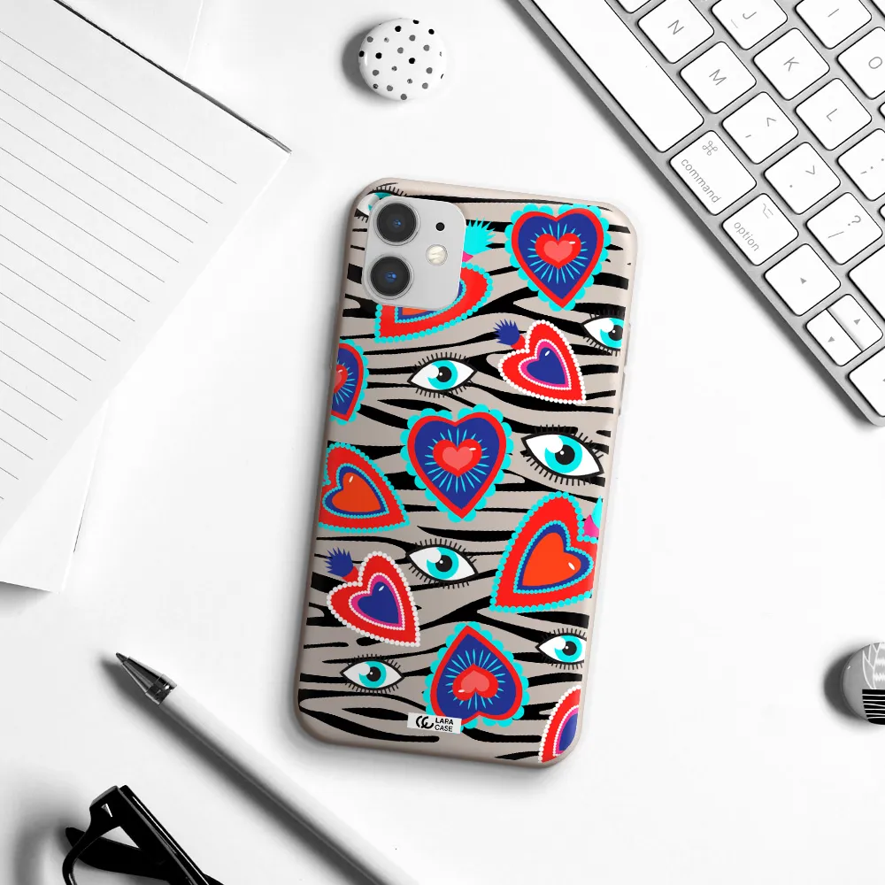 Eye Heart Apple iPhone 11 Silicone Stone Case