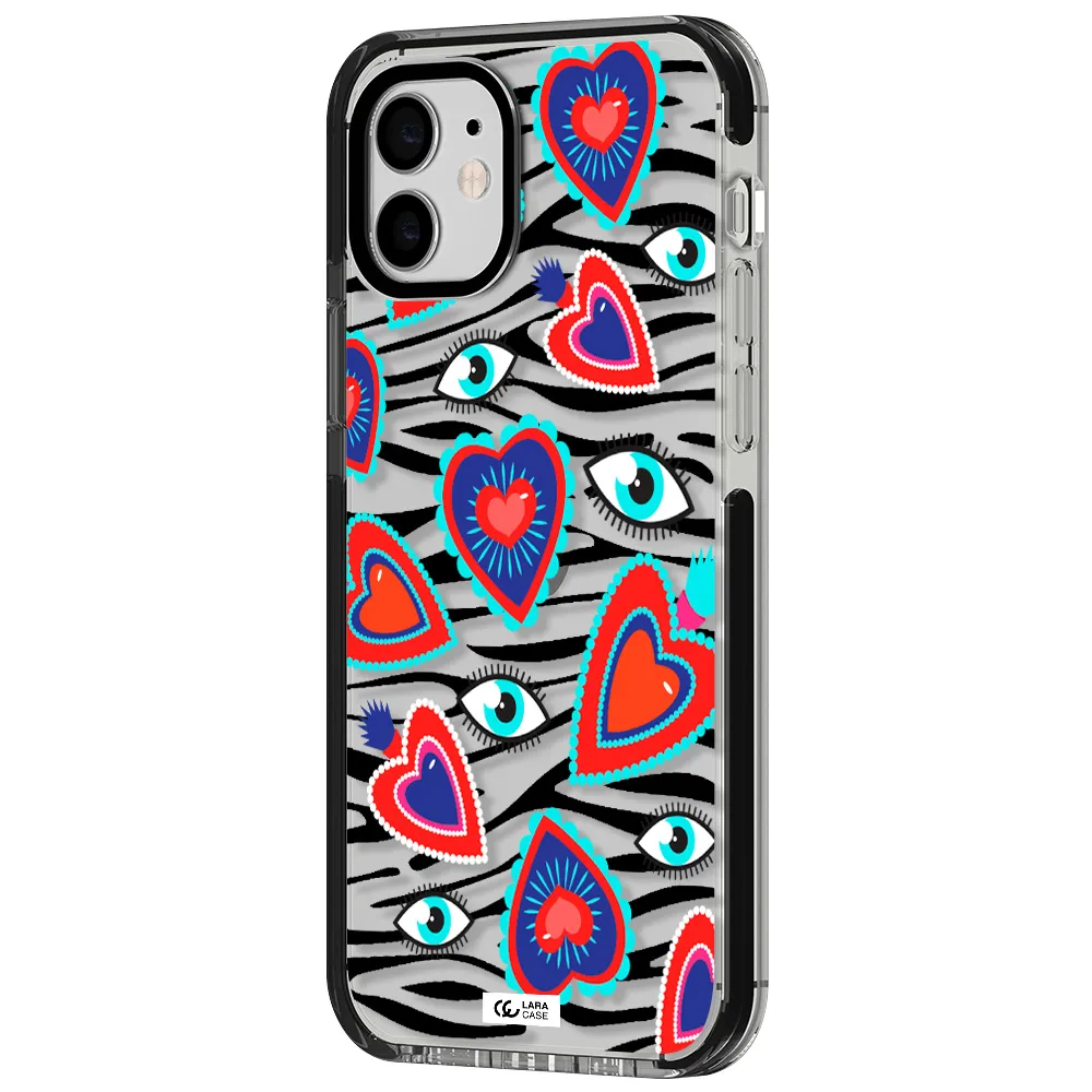 Eye Heart Apple iPhone 12 impact black border Case