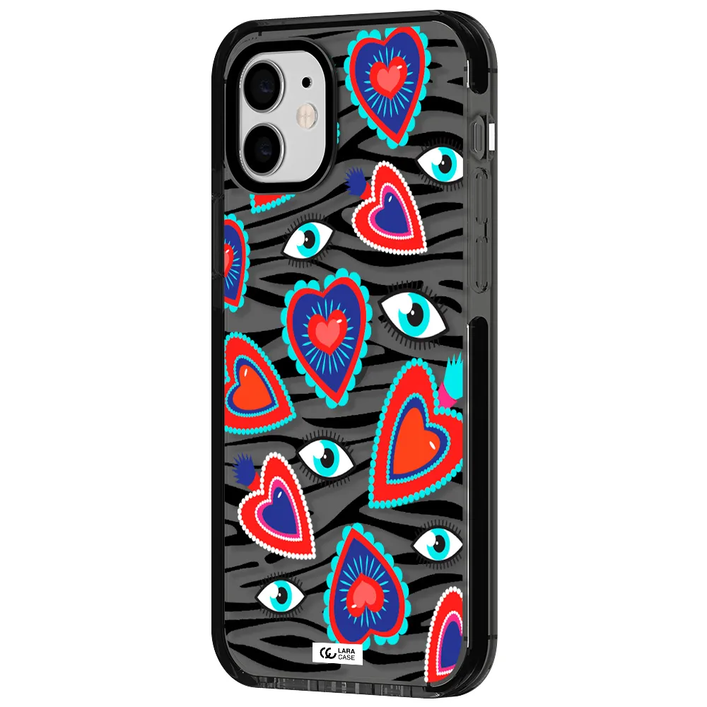 Eye Heart Apple iPhone 12 impact Smoke Black Case