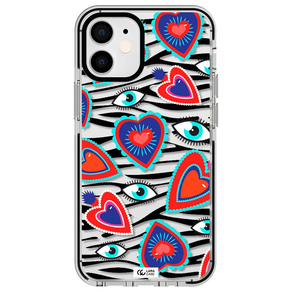 Eye Heart Apple iPhone 12 mini impact black border Case
