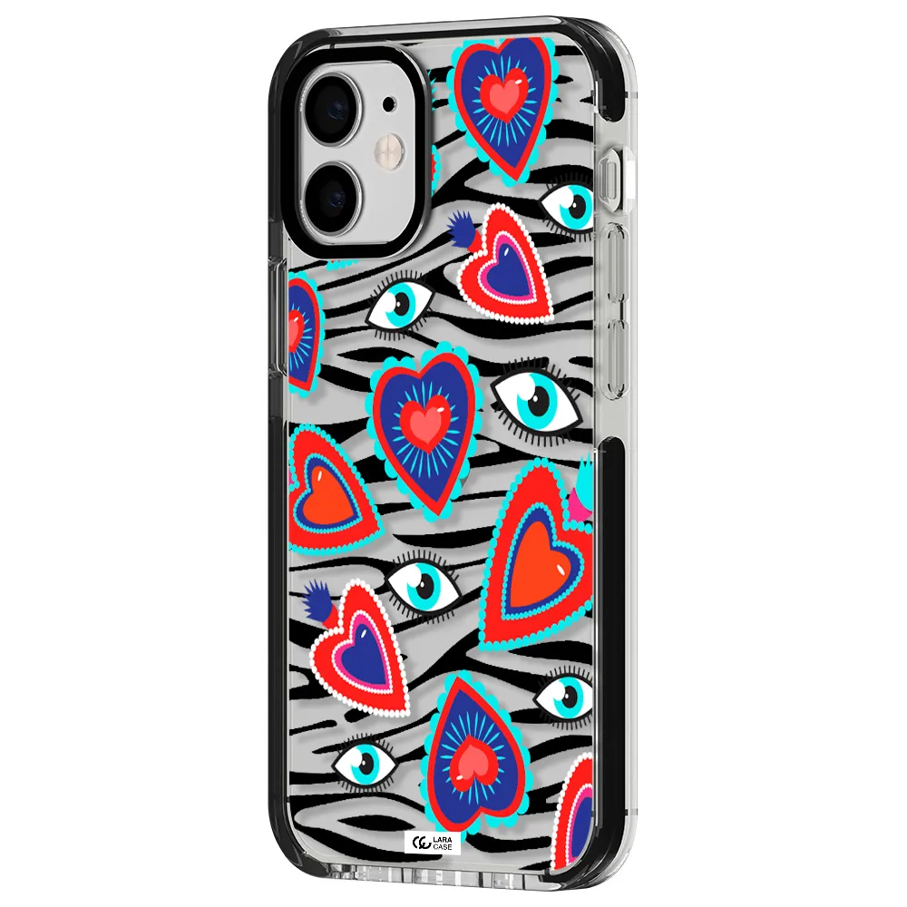 Eye Heart Apple iPhone 12 mini impact black border Case