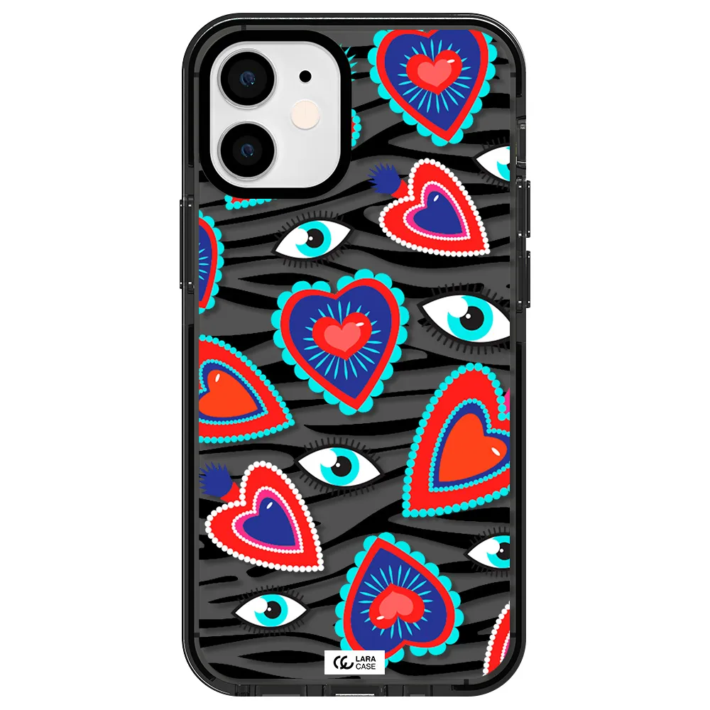 Eye Heart Apple iPhone 12 mini impact Smoke Black Case