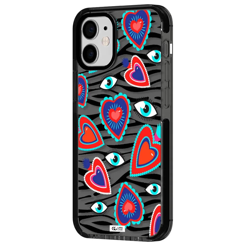 Eye Heart Apple iPhone 12 mini impact Smoke Black Case