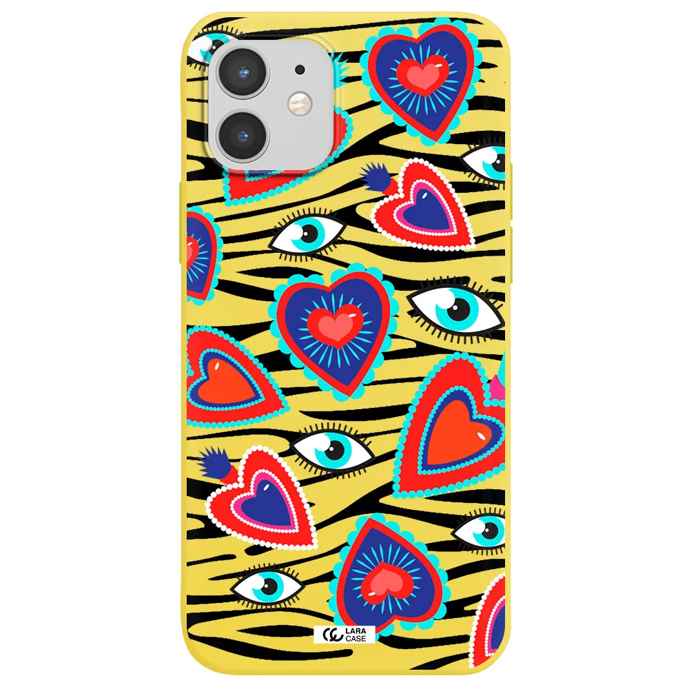 Eye Heart Apple iPhone 12 mini Silicone canary yellow Case