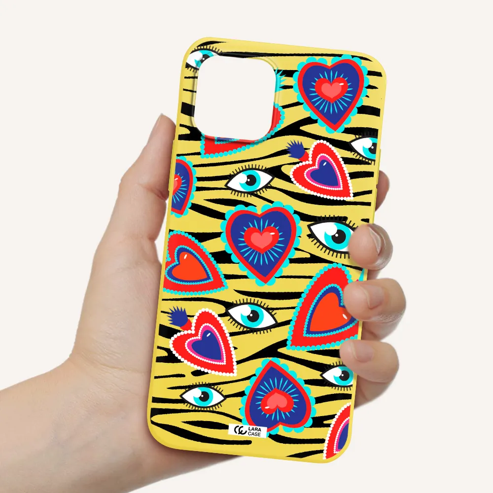 Eye Heart Apple iPhone 12 mini Silicone canary yellow Case