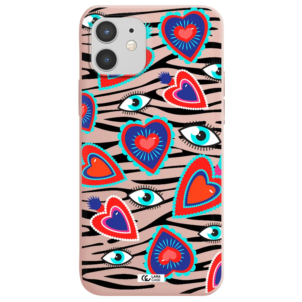 Eye Heart Apple iPhone 12 mini Silicone pastel pink Case