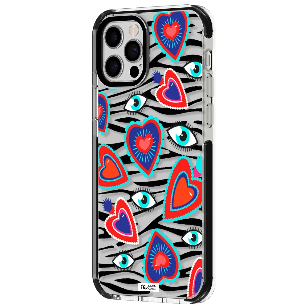 Eye Heart Apple iPhone 12 pro impact black border Case