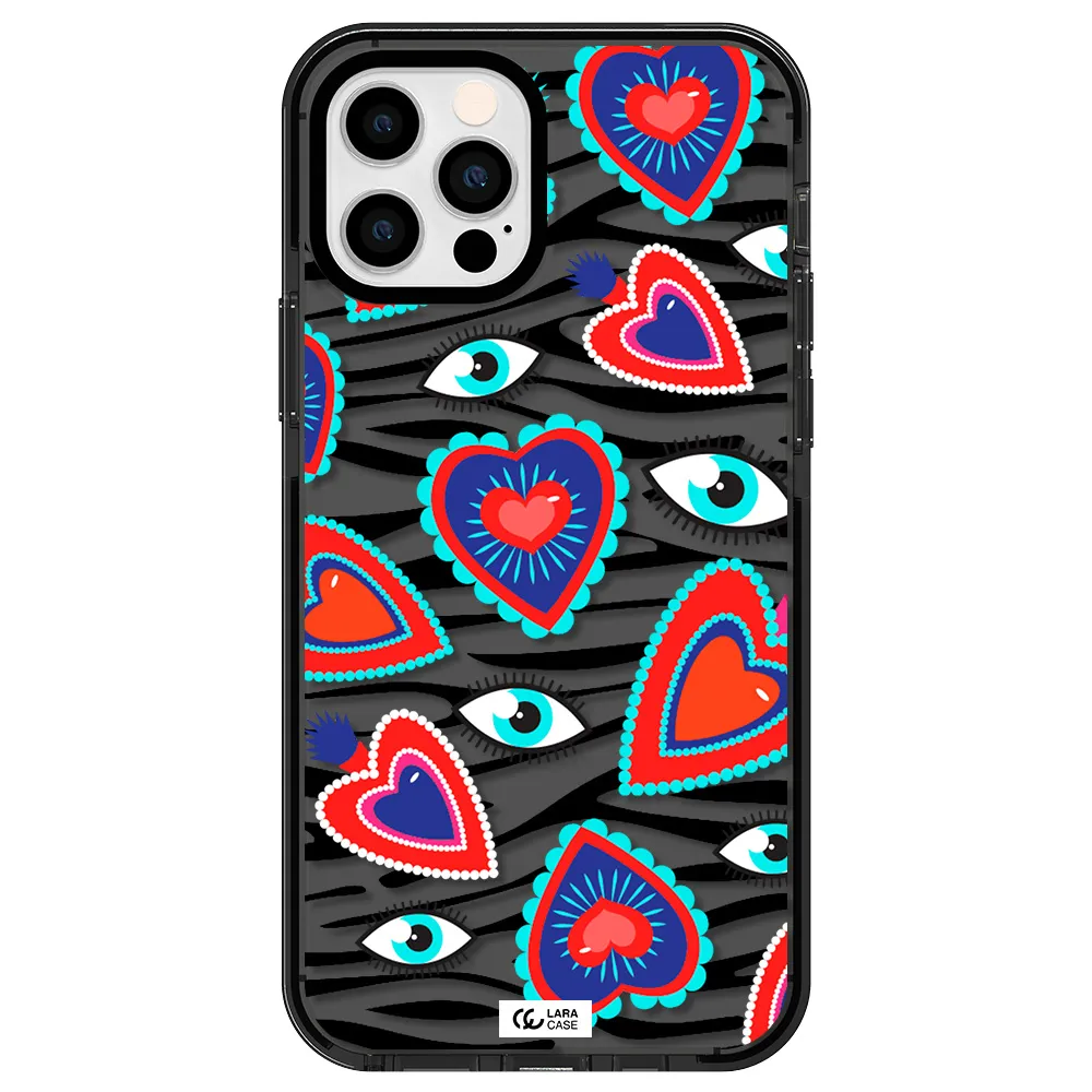 Eye Heart Apple iPhone 12 pro impact Smoke Black Case