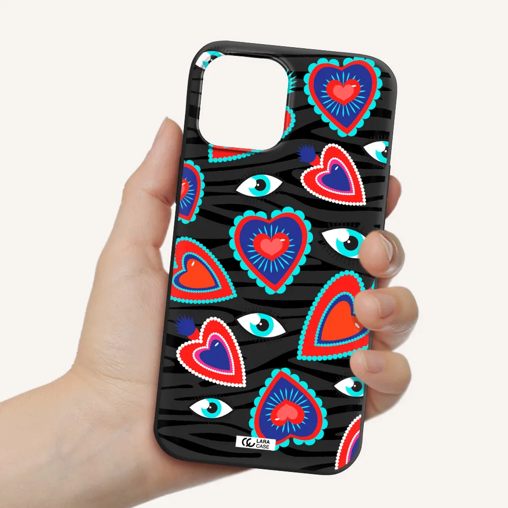 Eye Heart Apple iPhone 12 pro max Silicone black Case