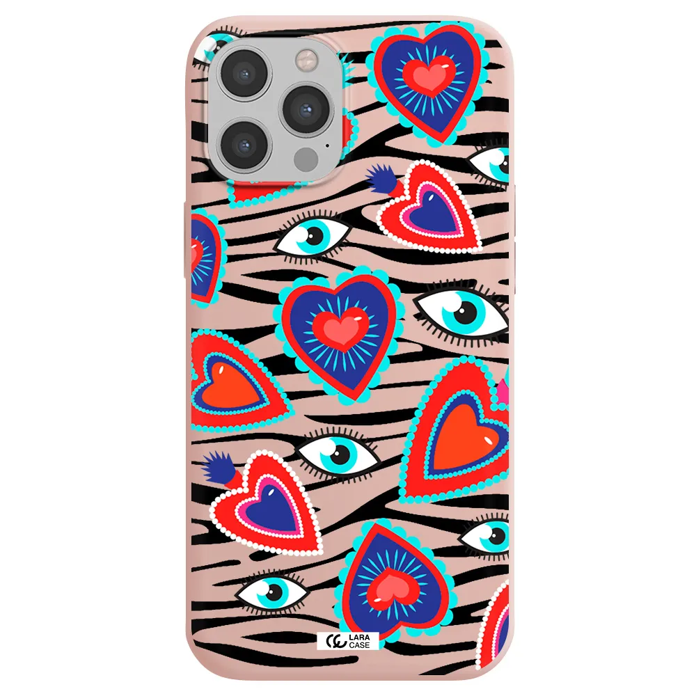 Eye Heart Apple iPhone 12 pro max Silicone pastel pink Case