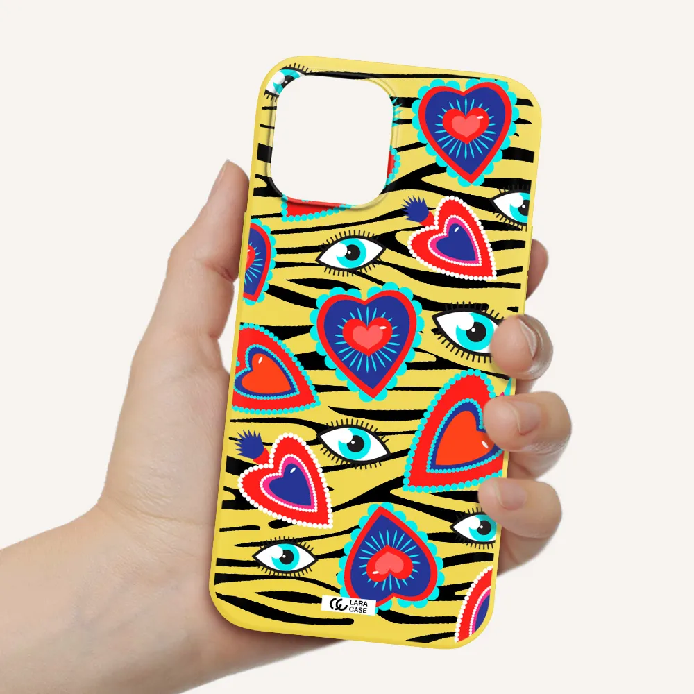 Eye Heart Apple iPhone 12 pro Silicone canary yellow Case