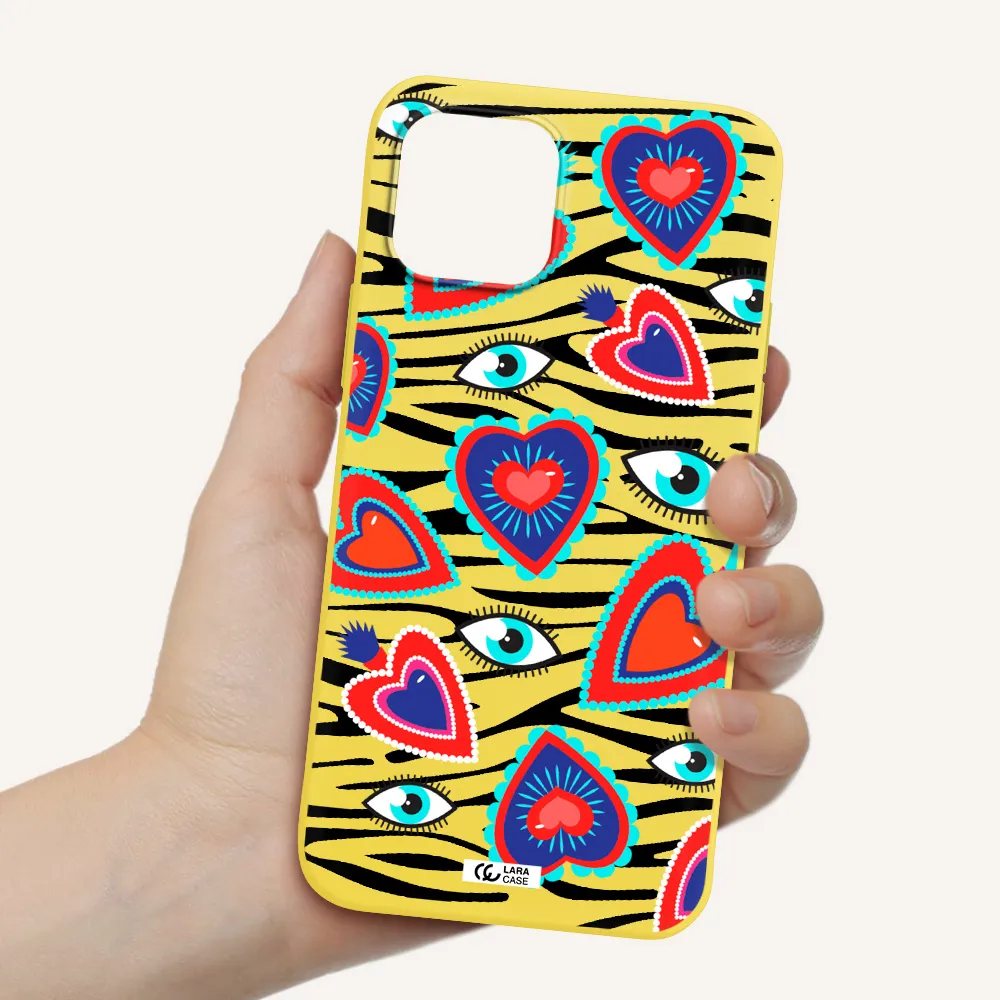 Eye Heart Apple iPhone 12 Silicone canary yellow Case