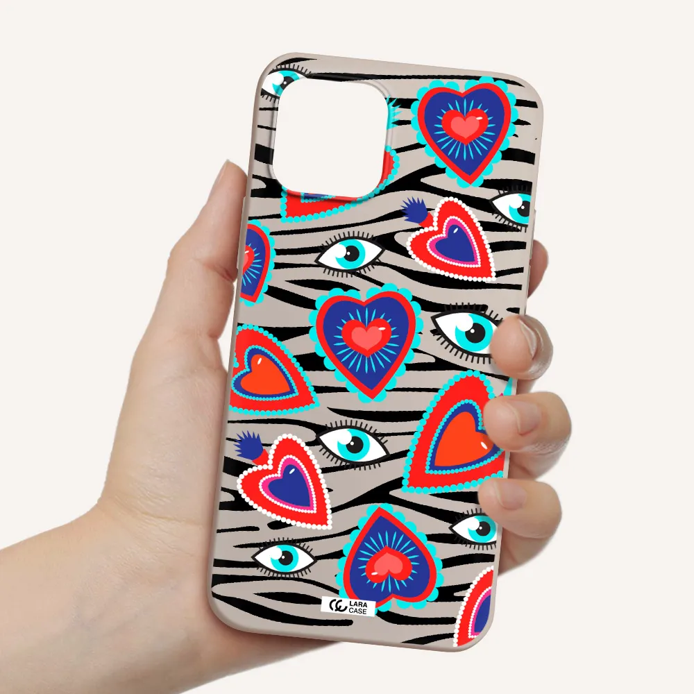 Eye Heart Apple iPhone 12 Silicone Stone Case