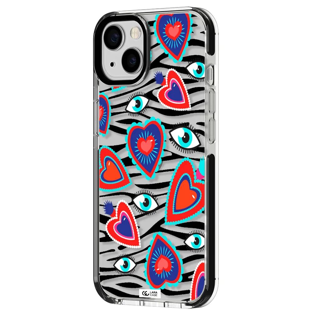 Eye Heart Apple iPhone 13 impact black border Case