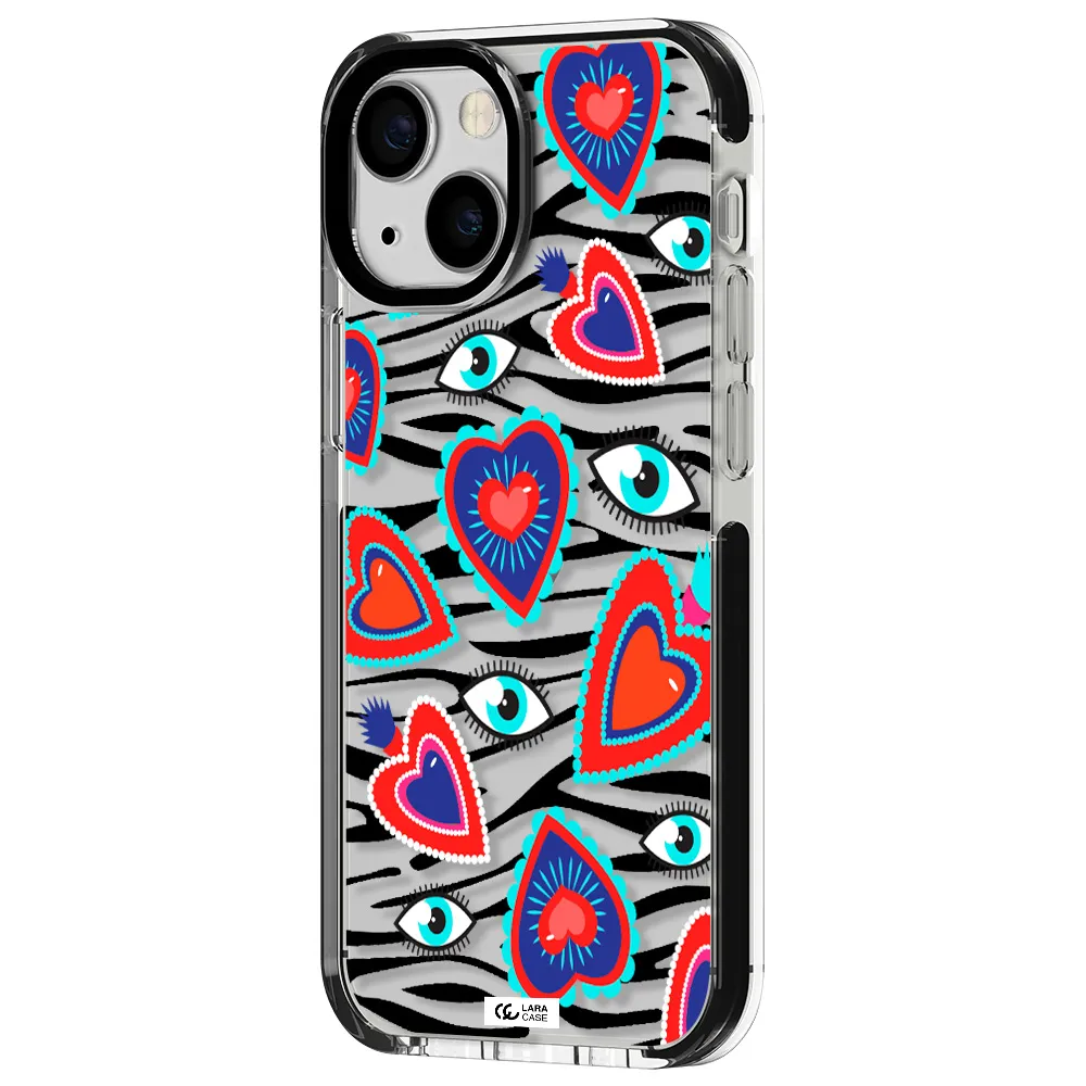 Eye Heart Apple iPhone 13 mini impact black border Case
