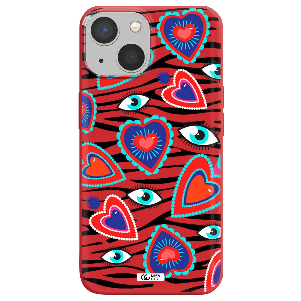 Eye Heart Apple iPhone 13 mini Silicone Imperial Red Case