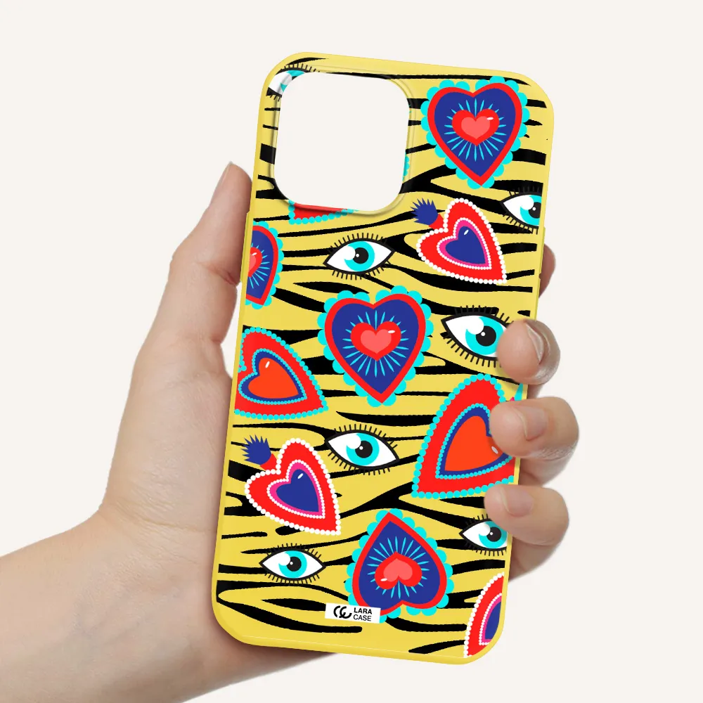 Eye Heart Apple iPhone 13 Pro Silicone canary yellow Case