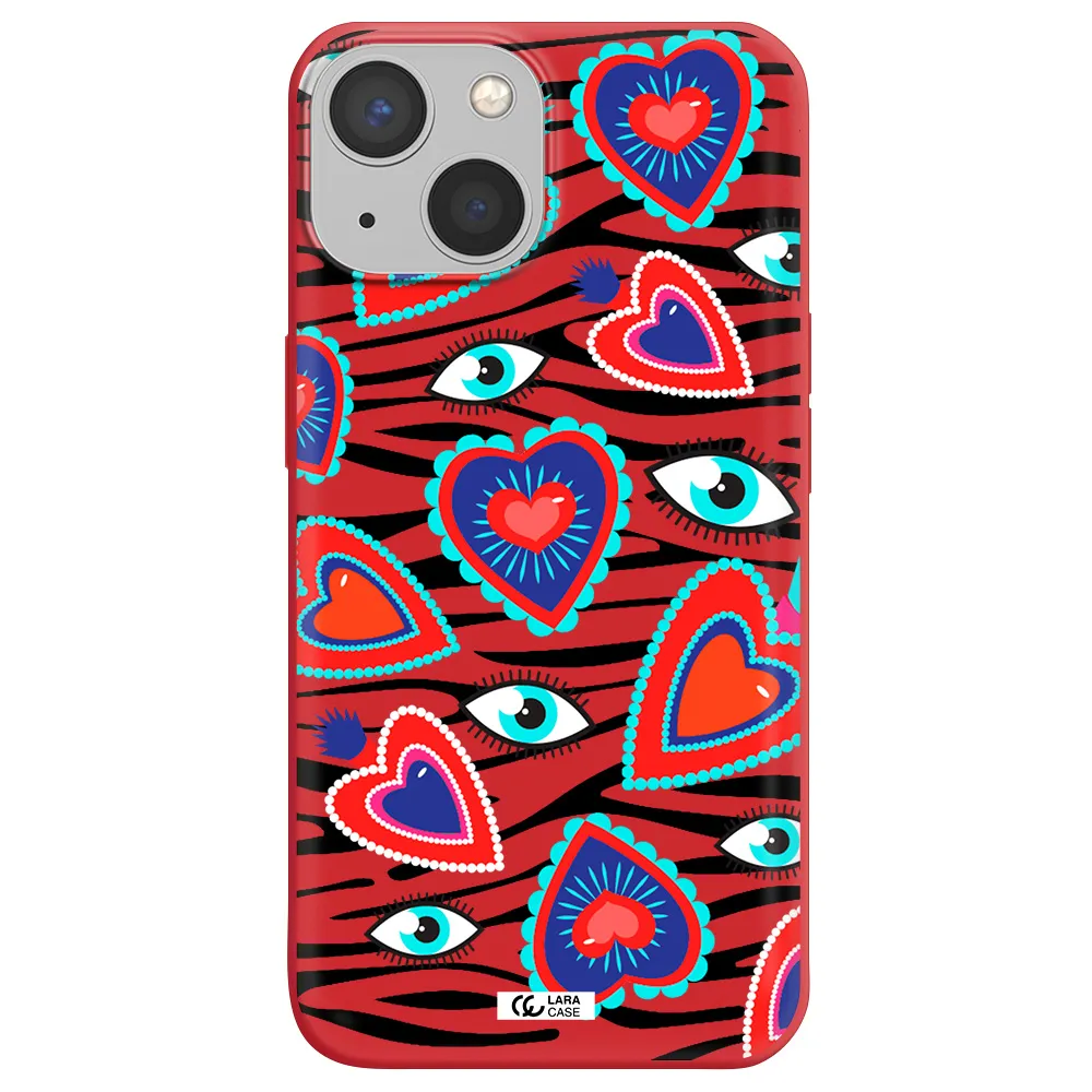 Eye Heart Apple iPhone 13 Silicone Imperial Red Case