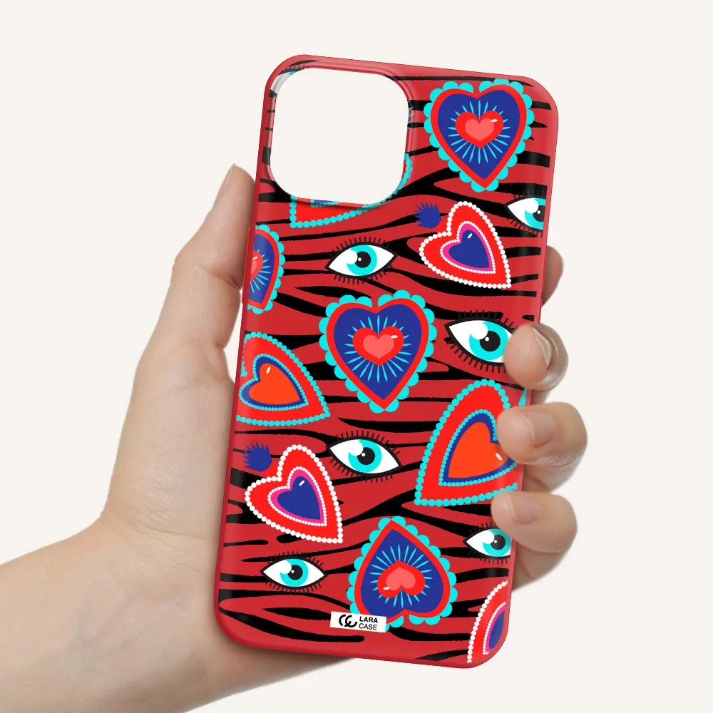 Eye Heart Apple iPhone 13 Silicone Imperial Red Case