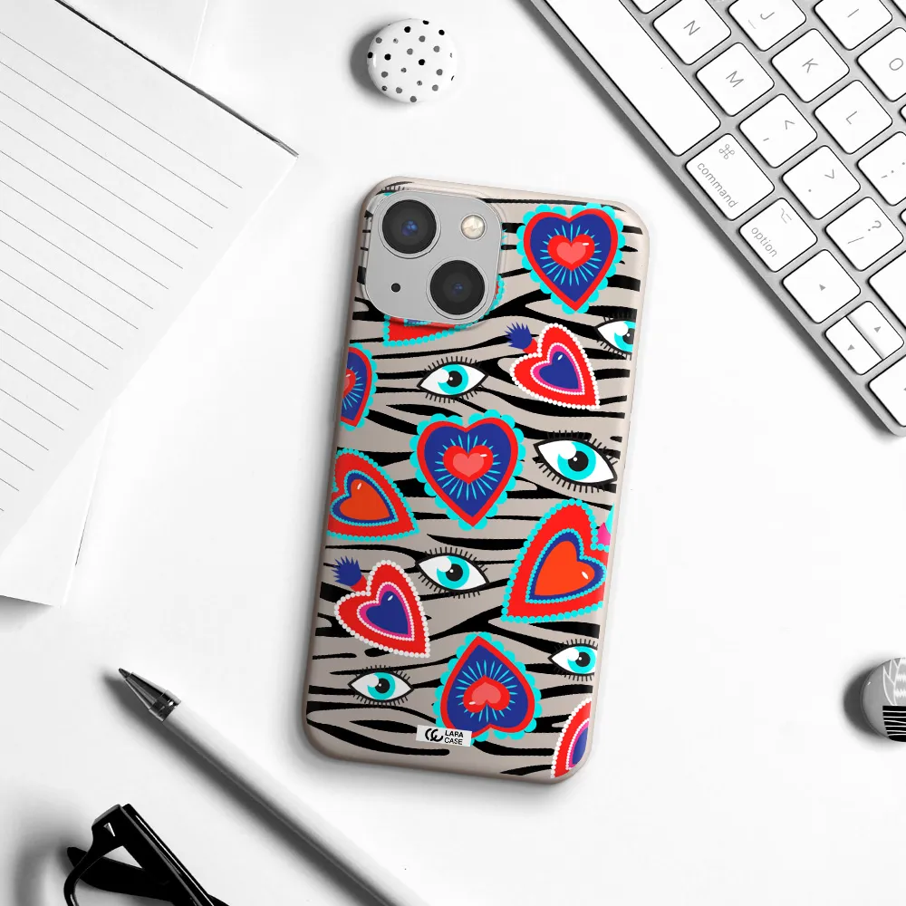 Eye Heart Apple iPhone 13 Silicone Stone Case